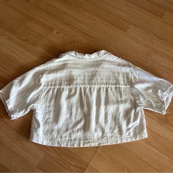 Kirious LA White Linen Blend Short Sleeve Cropped Top Large - Picture 5 of 5